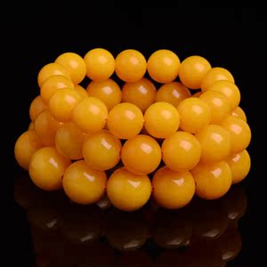 纯天然琥珀波罗的海二代鸡油黄老蜜蜡手串单圈圆珠佛珠男女款手链_Q友网