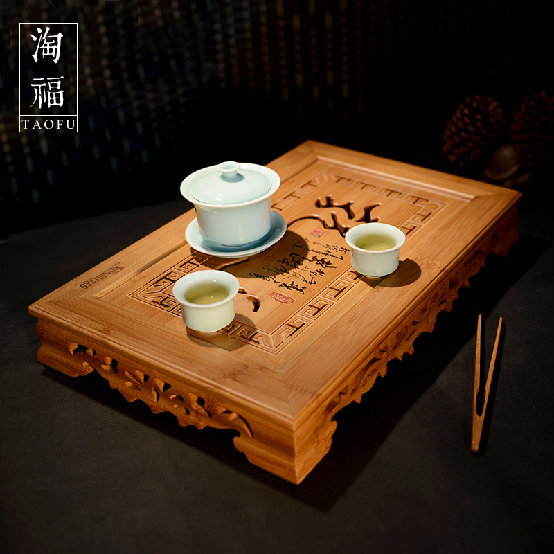 祥福 竹制茶盘 孟宗竹茶台茶托茶具 蓄水排水式两用 功夫茶海CP01