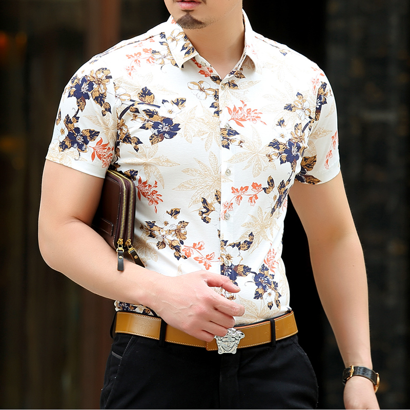 丝光棉短袖花衬衫男_特价|包邮_韩国丝光棉短