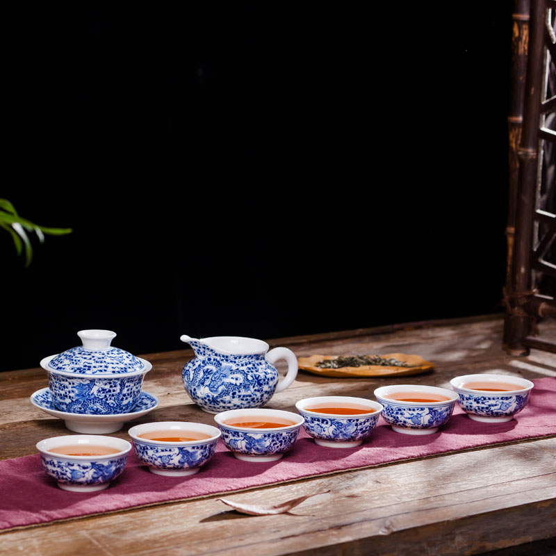 景德镇陶瓷茶具套装 手绘功夫茶具整套 青花瓷手工茶杯泡茶器茶壶