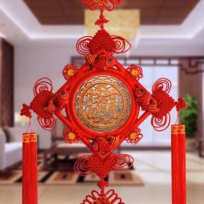 高档桃木中国结挂件大号福字挂件 家居中国结中号客厅风水挂饰