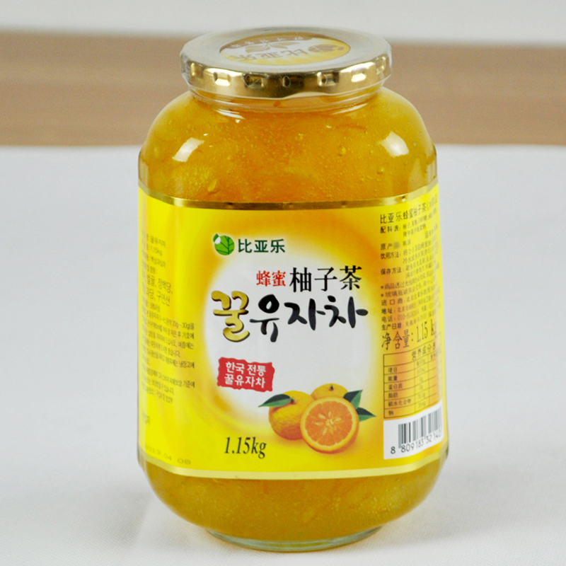 比亚乐蜂蜜柚子茶 韩国原装进口柚子茶1150g*罐 果肉含量58% 包邮