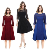 Women Dresses 2017 蕾丝大摆连衣裙 Dot Evening Party Polka