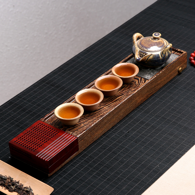 艺禧鸡翅整块实木台湾干湿茶道泡法茶盘海 乌金石壶承香道托底