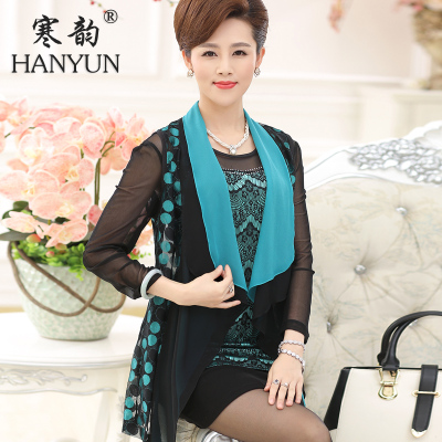 中老年女大码秋装中长款长袖衬衫中年妈妈装连