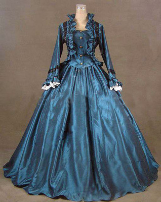 欧美范lolita哥特式维多利亚时代长袖连身长裙 宫廷洋装 晚会礼服