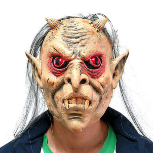 骷髅魔戒版红眼灰发恐怖鬼 整人好玩点其 万圣节面具化妆舞会鬼脸