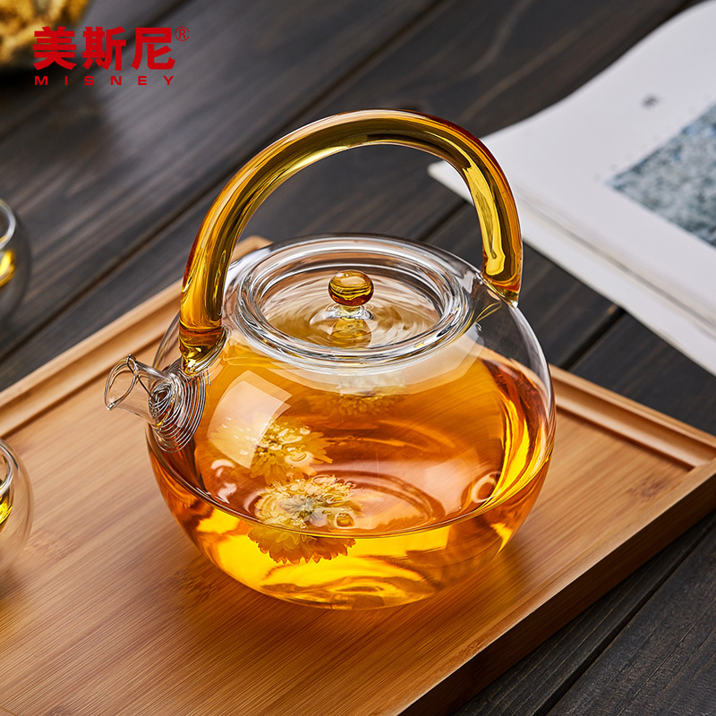 美斯尼 玻璃水壶提梁壶加厚耐高温煮茶玻璃茶具过滤花茶壶泡茶壶