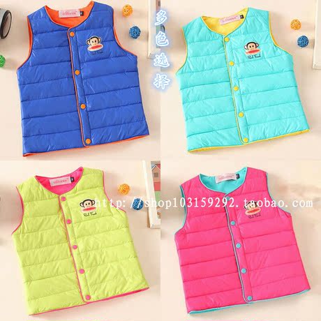 品冬季新款加厚男童女童小童<em>中大童羽绒马甲</em>-