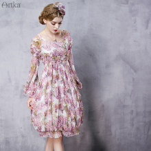 Artka阿卡绣球花高端夏装新款女装舒适真丝印花连衣裙2色LA10568图片