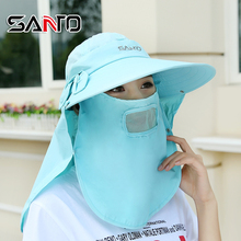 夏季户外带披肩护脖防晒帽速干丛林帽折叠遮脸太阳帽防紫外线女士
