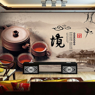 传统茶艺中式制茶茶道大型壁画茶楼茶叶店壁纸火锅店酒楼饭店墙纸