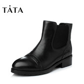 Tata 牛皮女靴方跟套筒圆头短靴2HT28DD5 他她冬季时尚 清仓