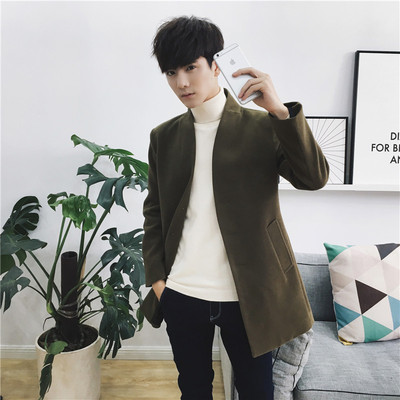 呢子大衣男短款青年修身型羊绒昵子呢绒妮子尼