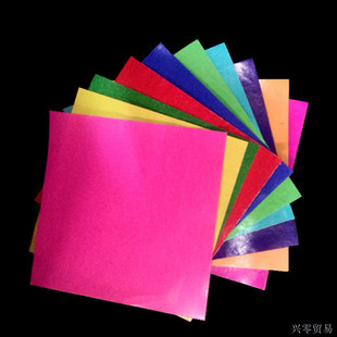 儿童手工纸15cm正方形16k蜡光纸光面彩色折纸10色电光纸
