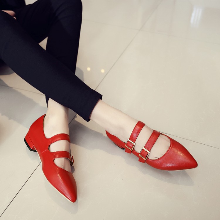 正品[红皮鞋平底]红蜻蜓女士平底皮鞋评测 红蚂