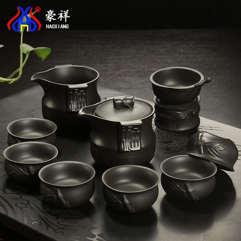豪祥 整套宜兴紫砂功夫茶具套装老紫泥原矿陶瓷手工大富茶海特价