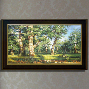 欧式古典油画客厅大厅挂画装饰画会议厅手绘大树俄罗斯风景f001