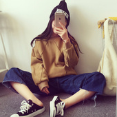 无帽卫衣女加绒加厚外套学生潮原宿bf宽松百搭上衣服 秋冬季新款