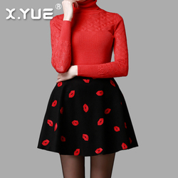<em>花</em>短裙秋冬款<em>厚毛呢</em>冬<em>裙子</em>蓬蓬裙<em>女</em>半身裙20