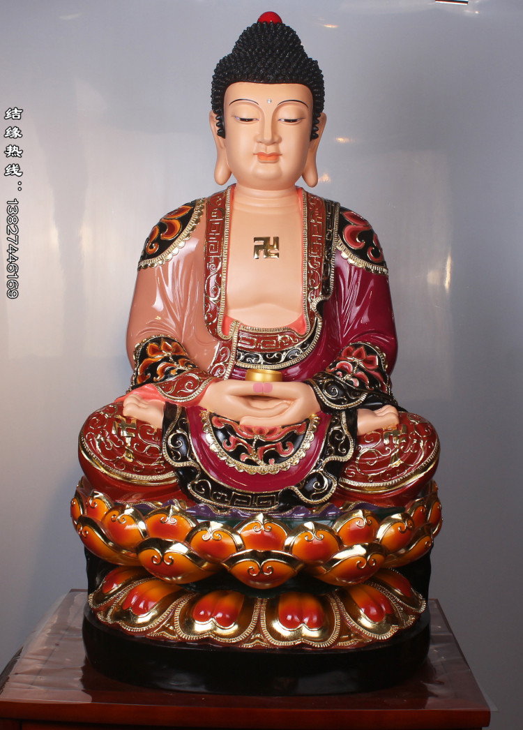 90厘米36寸 娑婆三圣 佛教佛像 宗教神像 极彩k金 单尊价