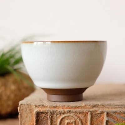 文心素器汝瓷杯矿物釉月白铁胎高足盏 非天予晓芳问鼎柏采