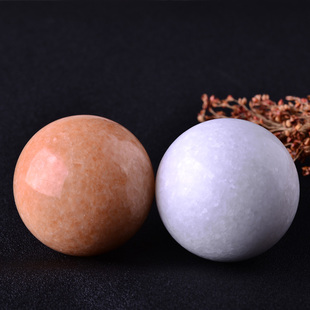 一湖大理石手球实心玉石球老人健身手把玩黄白色保健按摩手球