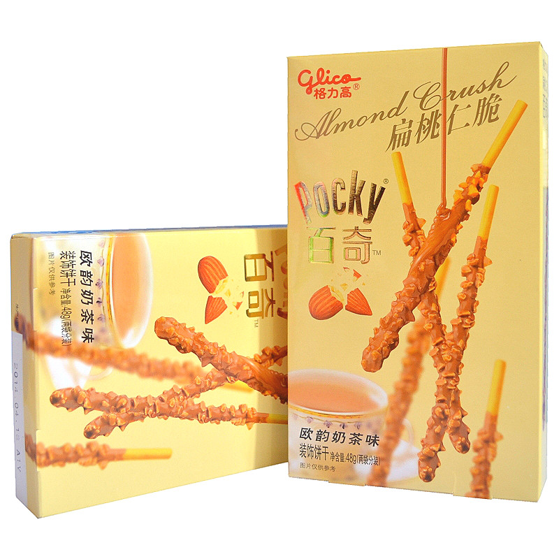 格力高 扁桃仁脆pocky百奇装饰涂层饼干48g 2种口味可选 休闲零食