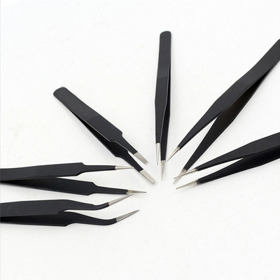 esd防静电镊子 高精密尖嘴直圆头弯头镊子不锈钢电子镊夹子细尖头