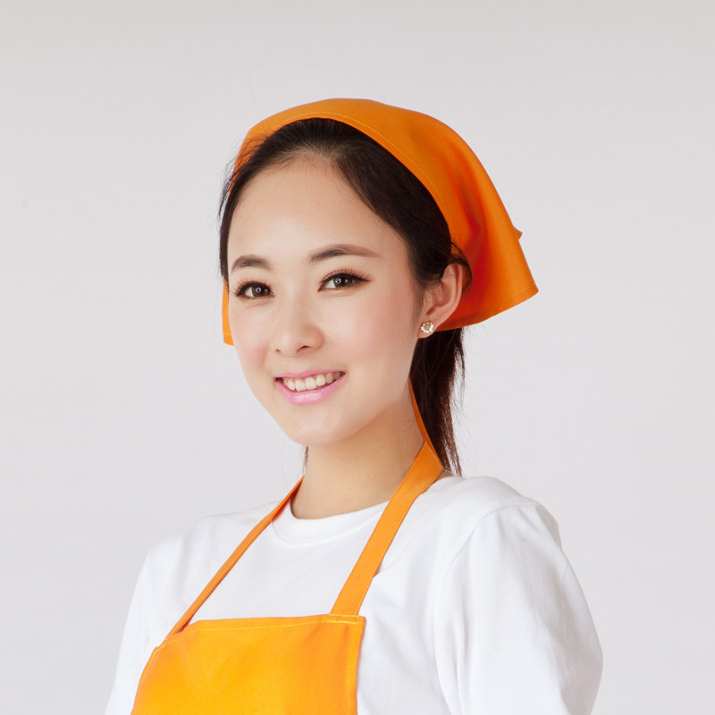 韩版定制纯色厨师帽工作头巾家居餐饮女服务员厨房三角头巾工作帽