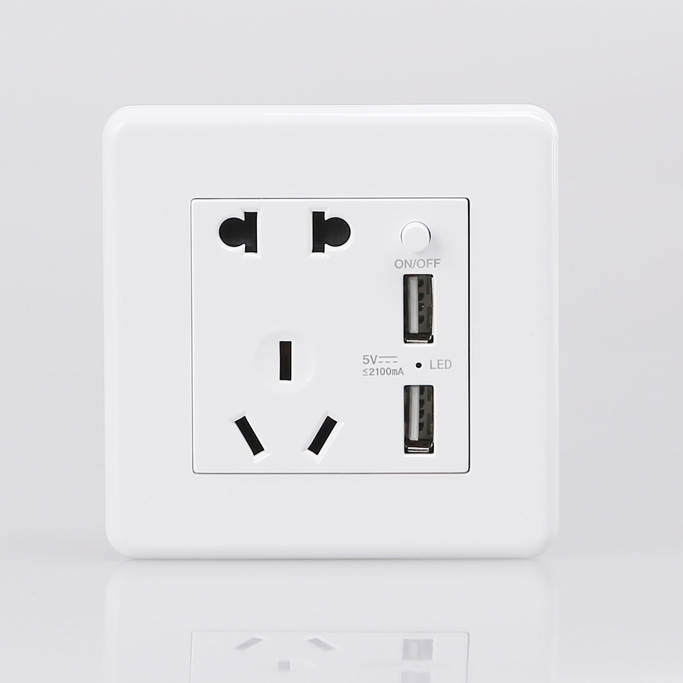 86型五孔二三插带手机充电iphone苹果三星等通用 墙壁usb插座面板