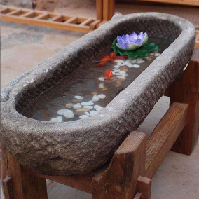 曲阳石雕鱼缸石头水槽花盆养鱼养花庭院流水摆件老石槽牛槽洗手盆