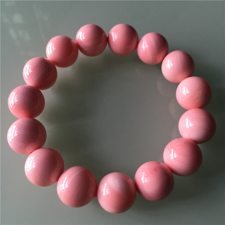 保真纯天然原贝打磨粉珊瑚贝手链毛衣链 红珊贝项链女款粉红饰品