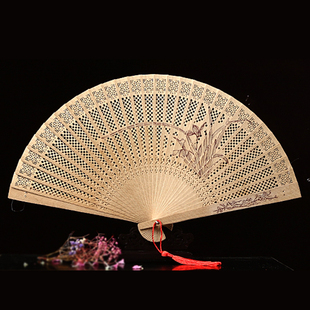 杭州扇子缅香扇中国风古风古典镂空工艺礼品扇檀香扇折扇女