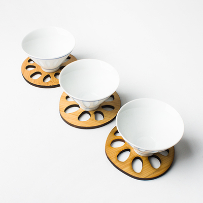 创意手工杯托功夫茶具茶垫杯垫 竹制复古隔热垫 茶道配件荷叶莲藕