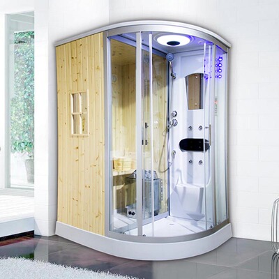 l形整体浴室蒸汽整体浴房淋浴房底盘一体浴室隔断门桑拿房卫生间