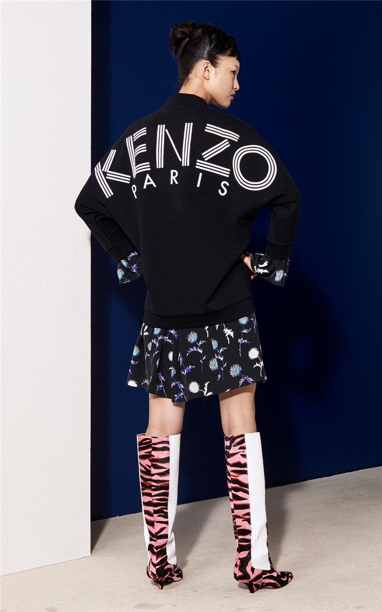 专柜代购kenzo/高田贤三2016新款女运动衫七分袖v领宽松套头衫