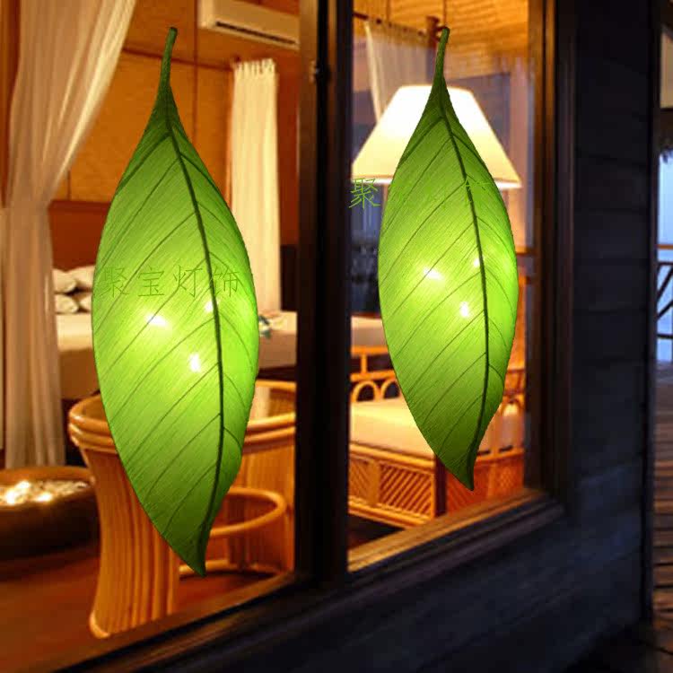 新现代中式布艺树叶吊灯卧室客厅酒店会所餐厅茶馆灯笼灯具东南亚