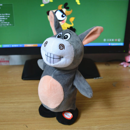 儿童电动摇头驴会唱歌跳舞的玩具小毛驴疯狂搞笑摇摆驴男女孩玩具_5折