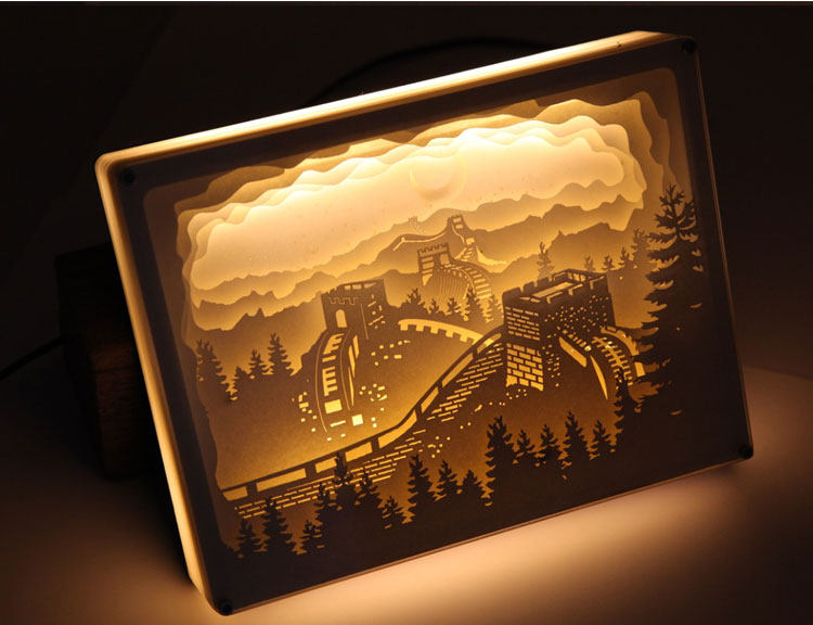 光影纸雕灯长城建筑床头装饰台灯送客户旅游纪念生日礼物