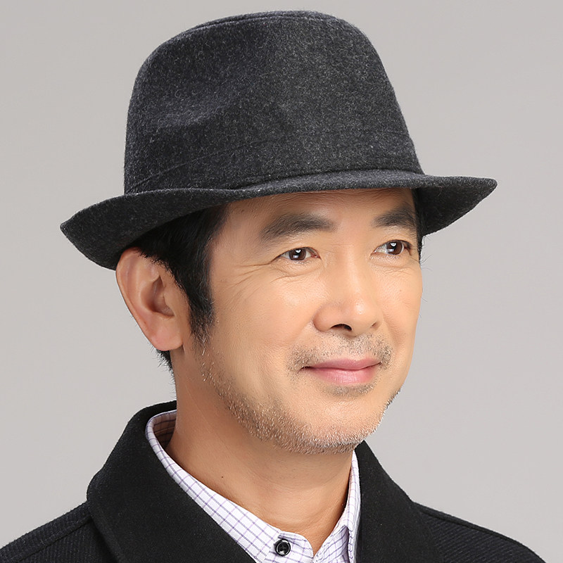 帽子男春秋中老年人礼帽男士冬季保暖中年爸爸爵士帽老人男帽秋冬_双