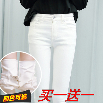 2017新款白色牛仔裤女显瘦九分小脚铅笔裤韩版修身弹力学生长裤子