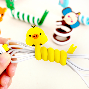 可爱时尚动物长条绕线器手机线电源线理线器固线器卡通动物绑线器