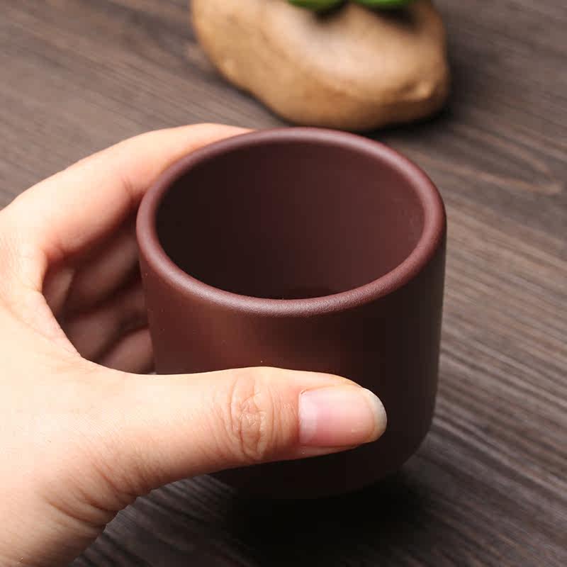 紫砂品茗杯个人杯 宜兴茶具功夫茶杯单杯主人杯 紫泥杯子小口杯