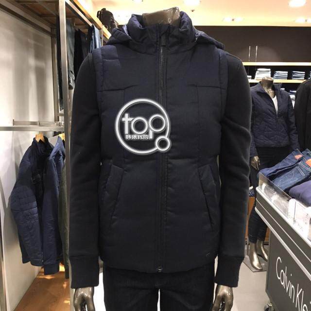 直邮韩国代购 ck/凯文克莱 15特价男连帽休闲保暖羽绒马甲4afo432