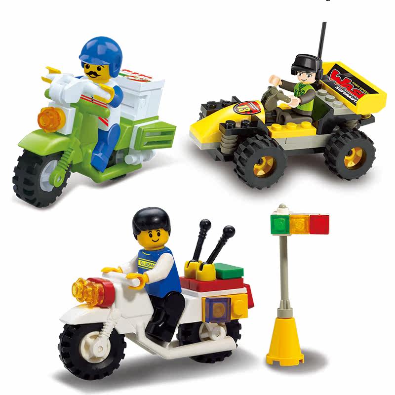 快乐小鲁班入门式拼装玩具积木 迷你摩托车 儿童益智拼插积木