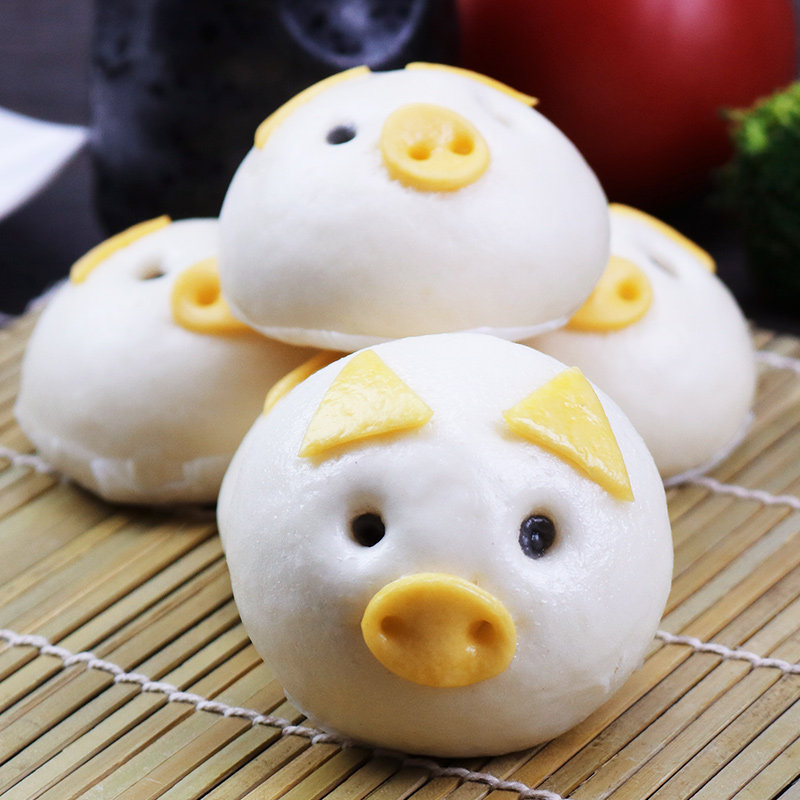 猪头奶黄包200g/5个 卡通馒头点心 港式点心小猪流沙包 小猪包子