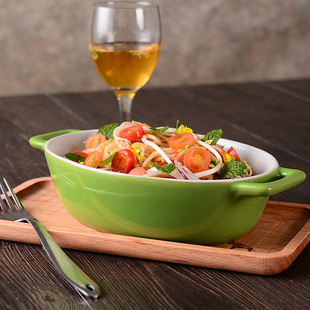 焗饭盘芝士盘双儿陶瓷烤盘创意烘焙焗饭碗家用烤箱专用西餐盘子