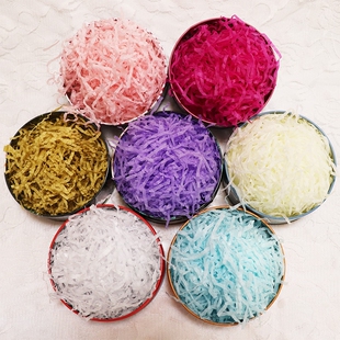 喜糖hr自制 糖盒碎纸丝礼盒包装配件约100g 喜糖盒拉菲草填充物