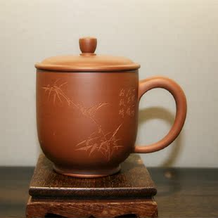 母子 吴跃健 紫砂杯母子杯之母杯 全手工雕刻宜兴黄龙山清水泥 实体店